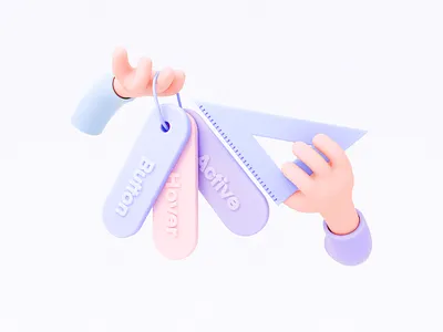 Specify : Illustration 3d 3d illustration button colors hands ui