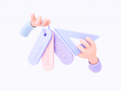 Specify : Illustration 3d 3d illustration button colors hands ui