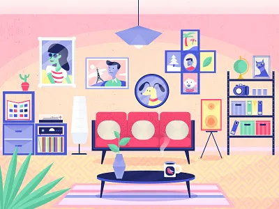 Fujifilm cat dog frame house livingroom vector artwork