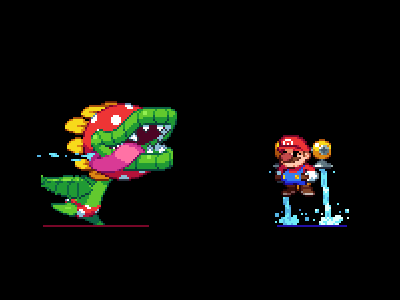 Petey Piranha vs Mario 2d art game indie nintendo pixel pixelart