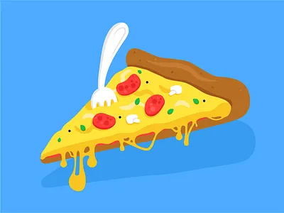 Pizza cheese fork illustration mushrooms pepperoni pizza
