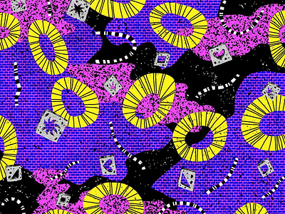 Pineapple on Bricks abstract apparel graphics bricks design drawing fruit illustration illustrator pattern pineapple stripes tropical vector