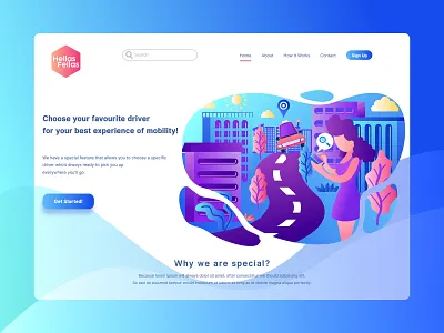 Online Transportation Landing Page Illustration apps artwork business digital flat illustration gradient illustration landing page media online platform service startup training transportation ui user experience user interface ux website