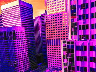 Scene: Angela ponders the implications cityscape cyberpunk graphic novel land of the free neon noir