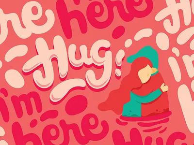 Hug Rebound affinity couple flat flat illustration handlettering hug illustration lettering love vector