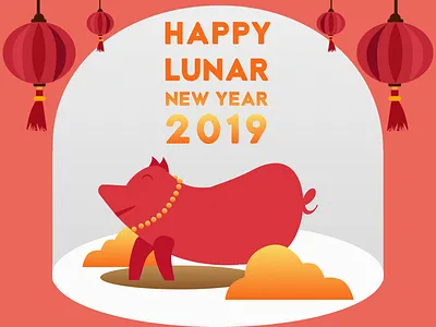 Happy Lunar New Year 2019 2019 cute design dribbble goldstone happylunarnewyear ilustration newyear pig ui