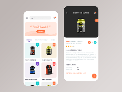 Ecommerce App app cart colorful design ecommence ecommerce iphonex listing trending ui ux