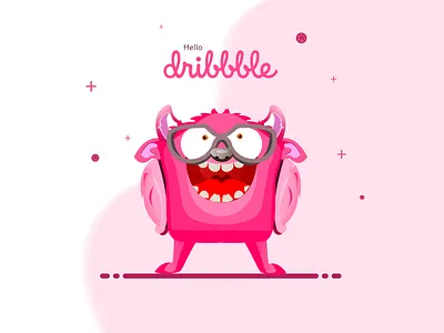 Hello dribbble! cartoon cartoon art cartoon character cartoon design character cute cute cartoon cute monster design dribbble fun graphic design graphic design hello hello dribbble hi monster monster design pink pink monster