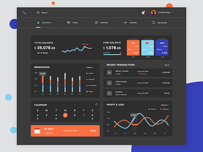 Dark mode Bank dashboard