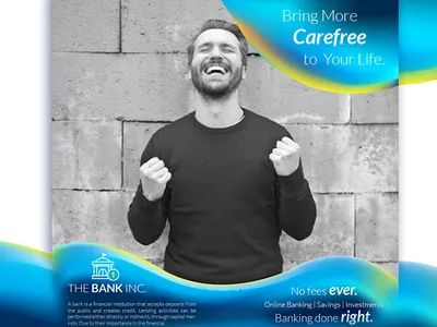 THE BANK INC. banner ad banner design illustration minimal photoshop