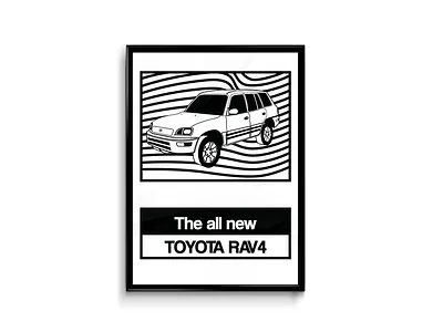 Rav 4 Poster Series _1 clean color flat illustration lettering minimal motion poster print red toyota vector