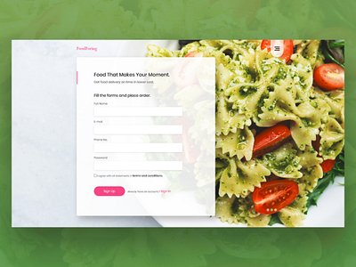 Sign up page design Concept color concept daily ui food ui ux web