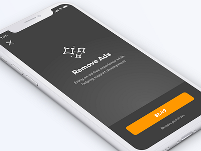 Scanner Radio In-App Purchase ads dark design gray iap in app purchase interface ios iphone page remove restore store ui unlock