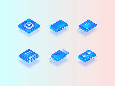 Transistors Set chip cpu gradient icon set transistor