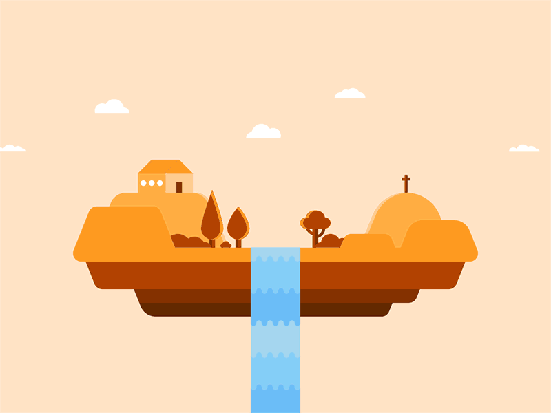 Day & Night - Animation animation birds cloud day flat fly illustration landscape night sunrise vector waterfall