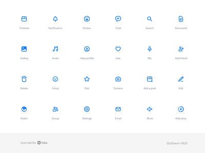 Hike – Iconography app hike icon set icons messenger redesign system design