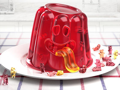 Jelly Pudding Monster 3d 3dcharacter 3dillustration 3drender animation b3d cartoon cgi designer gelatine illustration illustrationage illustrationartist illustrator jelly jellybaby jellymonster monster pudding toydesign