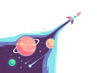 Rocket color exploration illustration planet shape space stars universe