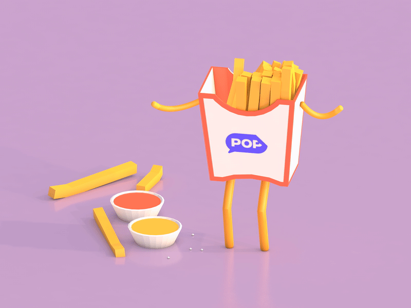 Dancing Fries 3d animation cartoon cinema4d design illustration lowpoly motiondesigh motiondesign render