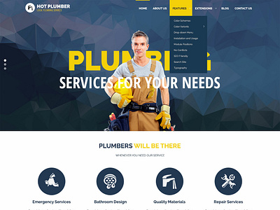 Hot Plumber joomla joomla template plumber plumbing repairman repairs responsive responsive design service design template