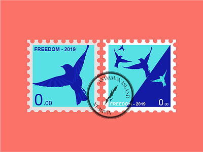 Freedom - 2019 2019 trend bird blue country fighting freedom illustration living coral stamp