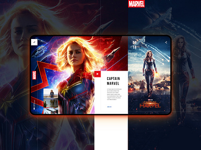 MARVEL. CaptainMarvel amination blue concept girl interface landing marvel movie promo red trendy ui ux webdesign