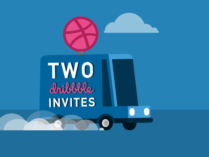 2 Dribbble Invites 2d 2d animation animation car dribbble invite fast flat design illustration motion graphic truck vector