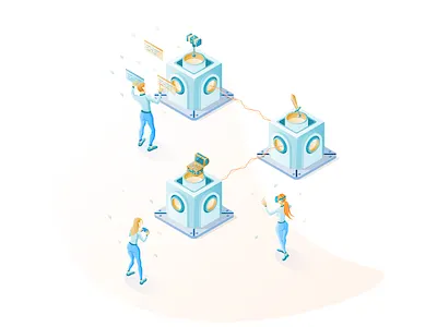 Gamer Girls Illustration affinity blockchain crypto game gaming ico illustration isometric