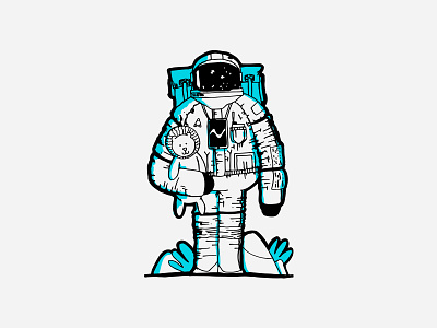 Space Boy & Toy 2d character illustration