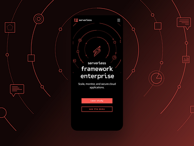 Serverless Enterprise on mobile black blog dark desktop desktop design engineering illustration interface mobile motion red responsive scheme serverless startup tool ui visual white