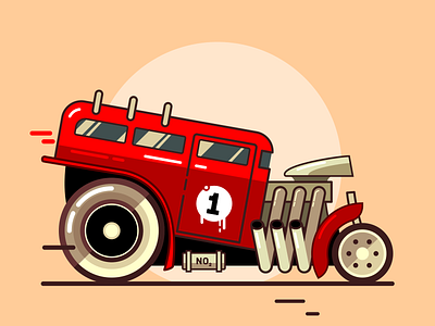 Hot Rod auto car challenge design febrally flat hot rod illustration racing vector vintage