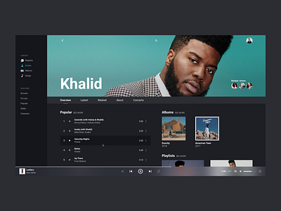 Artist Page - Music Player artist clean concept design minimal music music player ui ux web