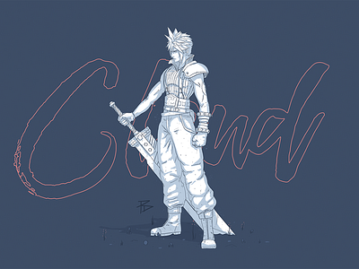 Cloud Strife character cloud final fantasy game illustration photoshop