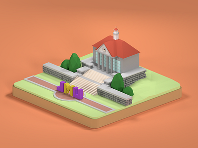 James Madison University b3d blender campus college design illustration isometric jmu lowpoly