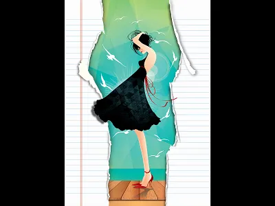 Memory of Summer abstract art background art bird design digital dress face fashion gradiant illustration ramp red shoe sky vector