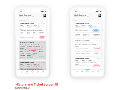 History And Ticket Screens Ui Design adobe xd app design design history screen ticket app ui ui ux ui design web desgin