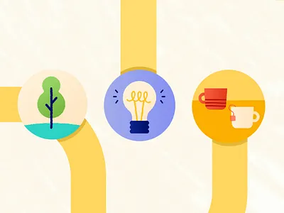 Illustration Exploration coffee icon illustration light bulb tea tree