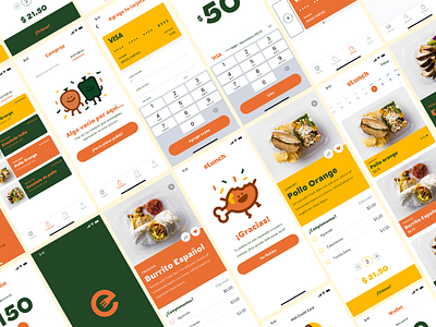 eLunch - App app branding cart catering app fintech food app lunch app onboarding ordering payment screens ui ux