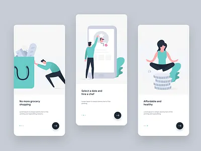 Onboarding screen for Chef app character design chef clean creative design illustration onboarding ui vector walkthrough welcome