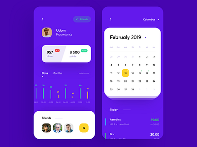 Fitness Club Statistics App app calendar club cuberto day design fintess graphics icons interface shedule sport statistics ui ux