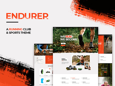 Endurer club design homepage design jogging landing page layout marathon outdoors recreation responsive runners running sport template theme ui ux webdesign website mockup wordpress