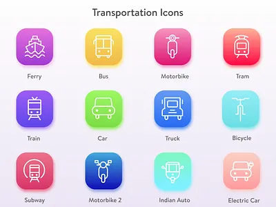 Transportation Icons commute design icon icon artwork icons icons pack illustrator parking app transportation vector vehicle vehicle icons