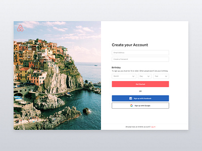 Login Design Concept airbnb app button clean design desktop desktop design flat interface login minimal sign up social ui user interface user interface design ux ux ui uxdesign website