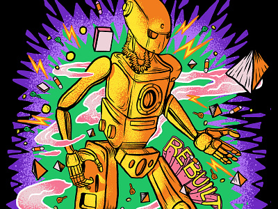 Rebuilt illustration patterns procreate robot vibrant colors