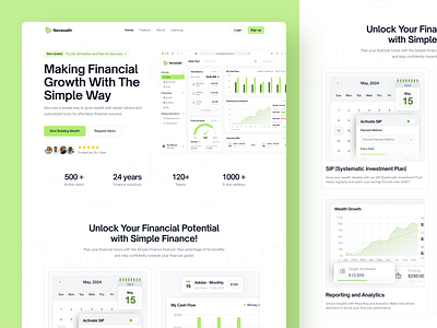 Nexwealth - Finance Website Hero Section Design analysis chart dashboard finance fund hero home income invesment management minimalist modern money profit report savings ui ux wealth website