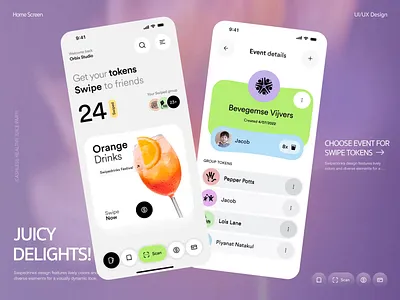 SwipeDrinks - Mobile App | Orbix Studio animation app business children drinks event family festival holi festival interface mobile mobile app motion graphics orbix studio party product design sharing ticket ui ux