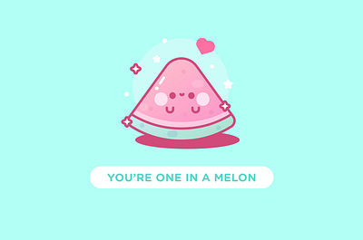 You're one in a Melon cute illustration kawaii love melon valentines day vector