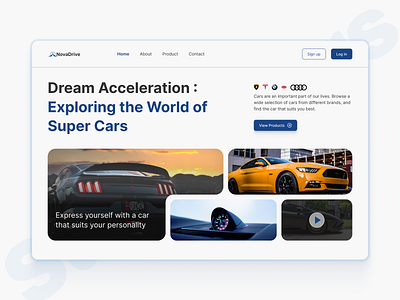 NovaDrive - Super Cars branding buggati dribbble drive figma graphic design landingpage supercars tesla ui website