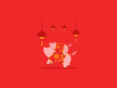 Pig With The Child Illustration 2019 chinese design flat graphic design icon illustration illustrator new pig ui vector year