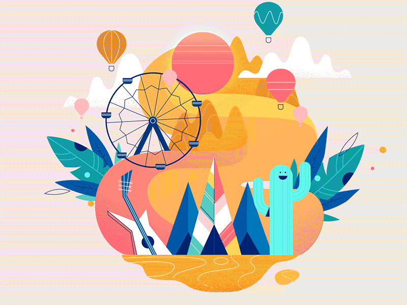 Coachella Cactus after effects animation cactus character coachella illustration motion